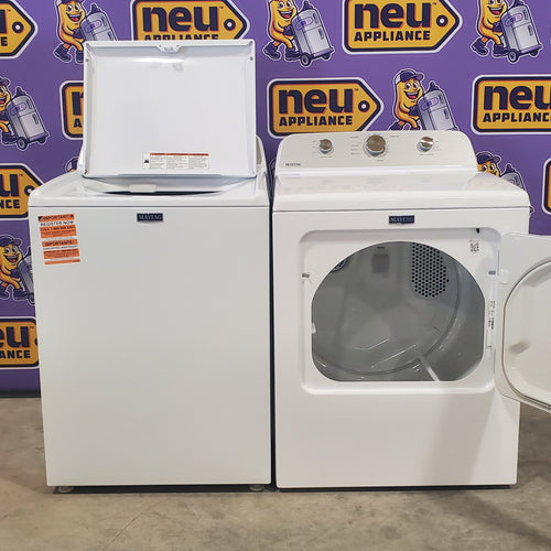 Maytag 4.5 cu. ft. Top Load Washer with Power Agitator MVW4505MW and 7.0 cu. ft. Electric Dryer with Reversible Door MED4500MW