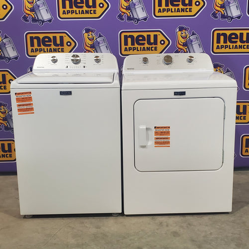 Maytag 4.5 cu. ft. Top Load Washer with Power Agitator MVW4505MW and 7.0 cu. ft. Electric Dryer with Reversible Door MED4500MW