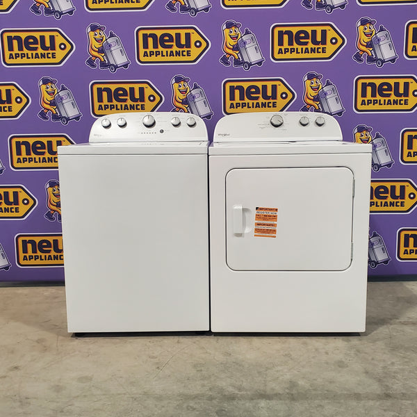 HE Whirlpool 3.5 cu. ft. Top Load Washing Machine with Deep Water Wash WTW4816FW and 7 cu. ft. Electric Dryer with AutoDry WED4815EW- Scratch & Dent - Minor