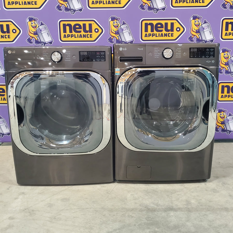 LG Mega Capacity Front Load 5.2 Cu. Ft. Washer with ThinQ Technology WM8900HBA and LG Mega Capacity Front Load 9.0 Cu. Ft. Washer with TurboSteam and Smart Wi-Fi Connectivity DLEX8900B - Open Box
