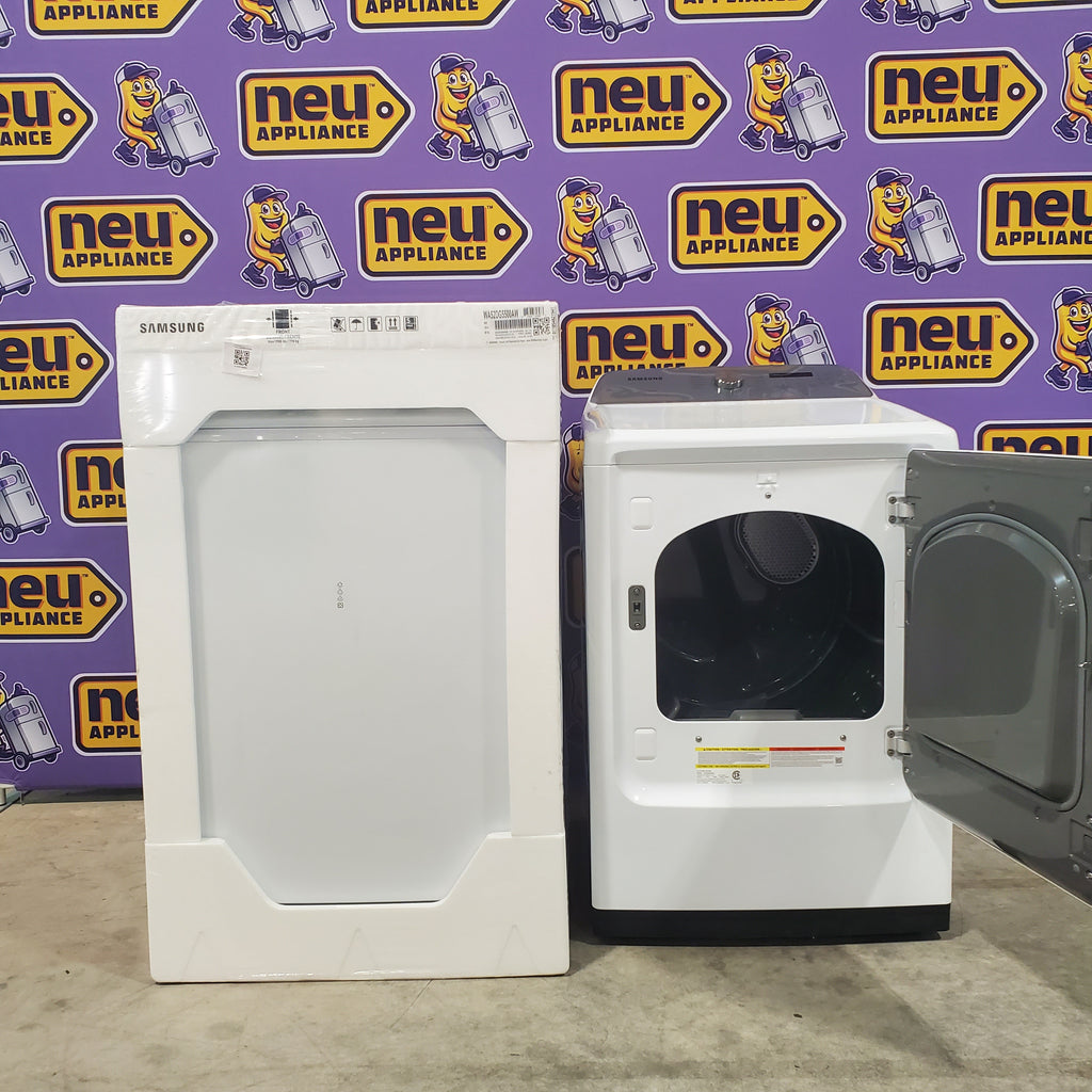 Pictures of 5.2 cu. ft. Samsung Large Capacity Smart Top Load Washer with Super Speed Wash in White and 7.4-cu ft Electric Dryer (White) - New in Box Washing Machine with Scratch and Dent Dryer - Neu Appliance Outlet - Discount Appliance Outlet in Austin, Tx