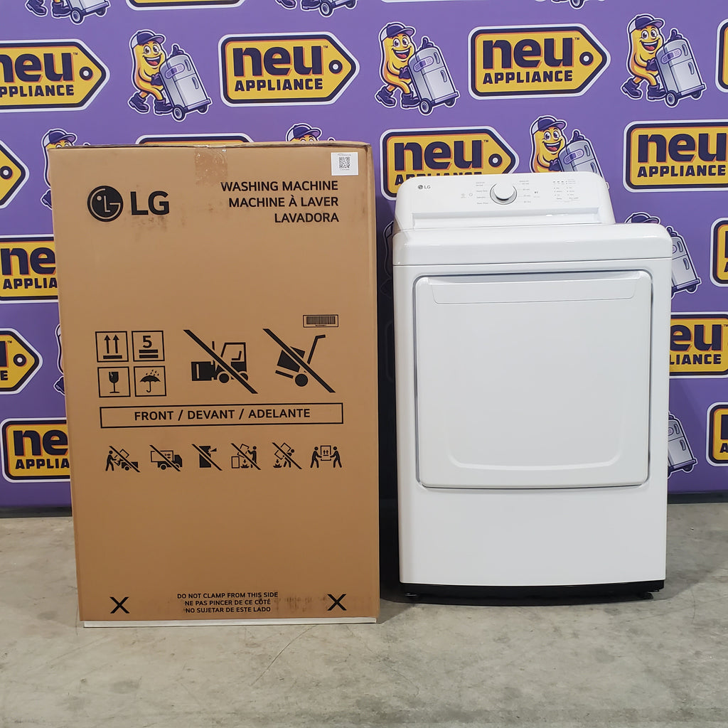 Pictures of LG Ultra Capacity 4.1 Cu. Ft. Top Load Wash with Agitator WT6105CW - New and LG Ultra Large Capacity Rear Control Electric 7.3 Cu. Ft. Dryer with Sensor Dry DLE6100W - Open Box - Neu Appliance Outlet - Discount Appliance Outlet in Austin, Tx
