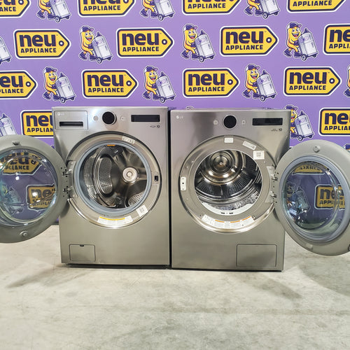 Pictures of LG Ultra Large Capacity 4.5 Cu. Ft. Capacity Front Load Washer with TurboWash 360 WM5500HVA and LG Smart Mega Capacity 7.8 Cu. Ft. Front Load Dryer with Dual Inverter Heat Pump Technology DLHC5502V - Scratch and Dent (Minor) - Neu Appliance Outlet - Discount Appliance Outlet in Austin, Tx