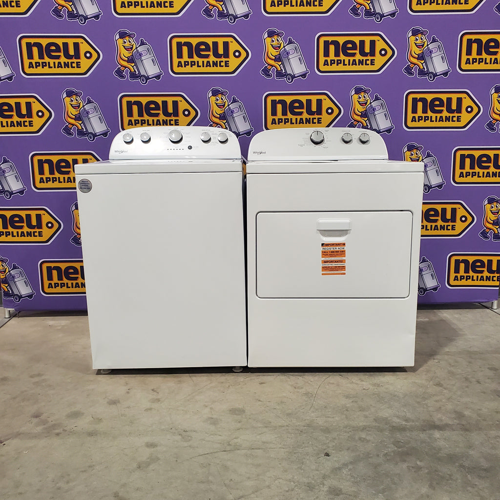 Pictures of Whirlpool Top Load 3.8 Cu. Ft. Washer with Soaking Cycles WTW4955HW and Whirlpool Top Load Electric 7.0 Dryer with AutoDry Drying System WED4950HW - Scratch and Dent (Minor) - Neu Appliance Outlet - Discount Appliance Outlet in Austin, Tx