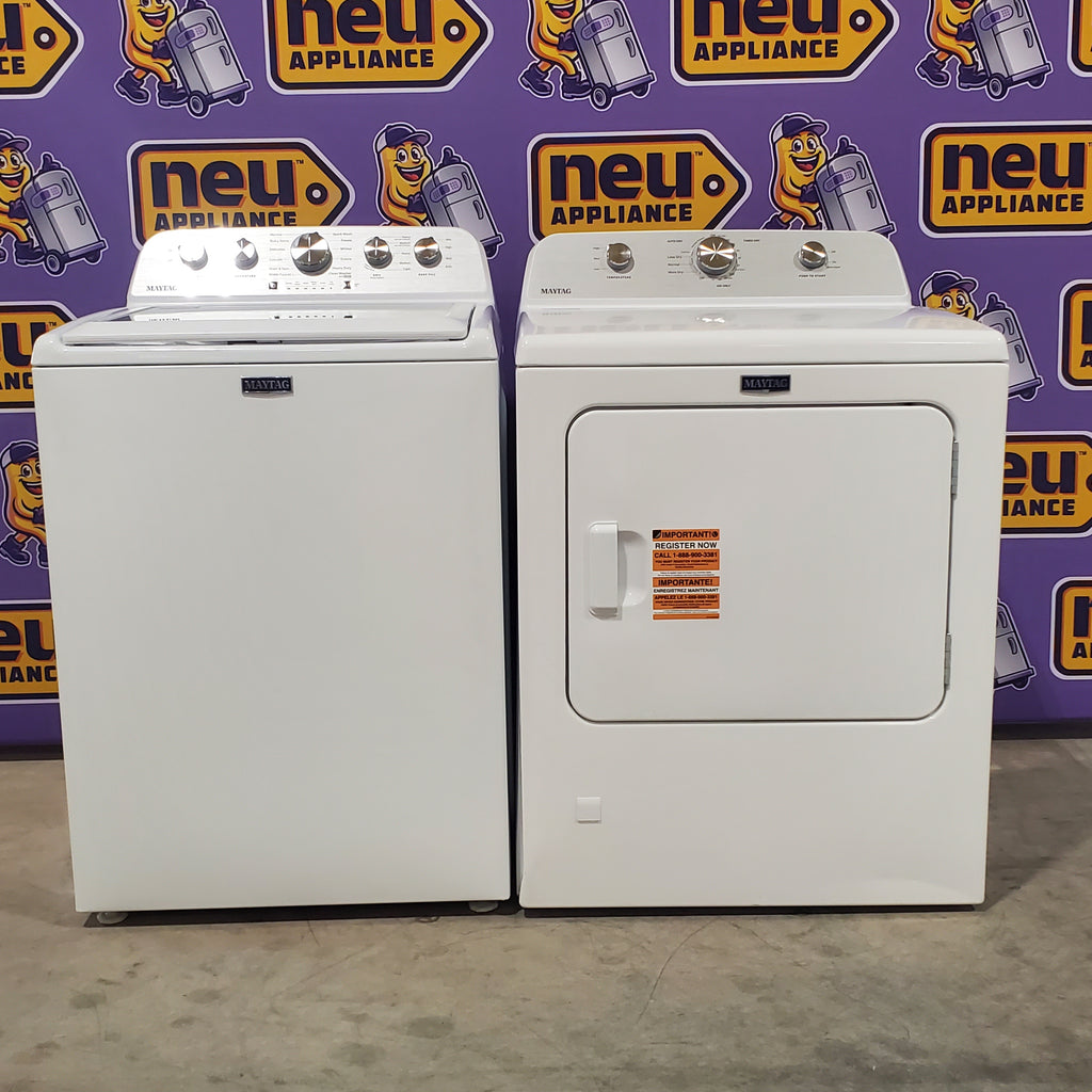 Pictures of Maytag Top Load 4.7 cu. ft. Agitator Washer with Extra Power and Deep Fill Option MVW5435PW and Gas Wrinkle Prevent 7.0 cu. ft Dryer with End of Cycle Signal MGD4500MW - Neu Appliance Outlet - Discount Appliance Outlet in Austin, Tx