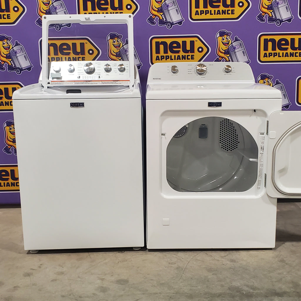 Pictures of Maytag Top Load 4.7 cu. ft. Agitator Washer with Extra Power and Deep Fill Option MVW5435PW and Gas Wrinkle Prevent 7.0 cu. ft Dryer with End of Cycle Signal MGD4500MW - Neu Appliance Outlet - Discount Appliance Outlet in Austin, Tx