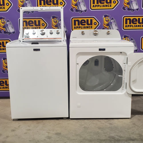 Pictures of Maytag Top Load 4.7 cu. ft. Agitator Washer with Extra Power and Deep Fill Option MVW5435PW and Gas Wrinkle Prevent 7.0 cu. ft Dryer with End of Cycle Signal MGD4500MW - Neu Appliance Outlet - Discount Appliance Outlet in Austin, Tx