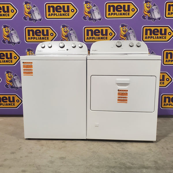HE Whirlpool 3.5 cu. ft. Top Load Washing Machine with Deep Water Wash WTW4816FW and Whirlpool 7.0 cu. ft. Top Load Gas Dryer with AutoDry™ Drying System with Wrinkle Shield™ Option WGD4950HW - Scratch & Dent - Minor