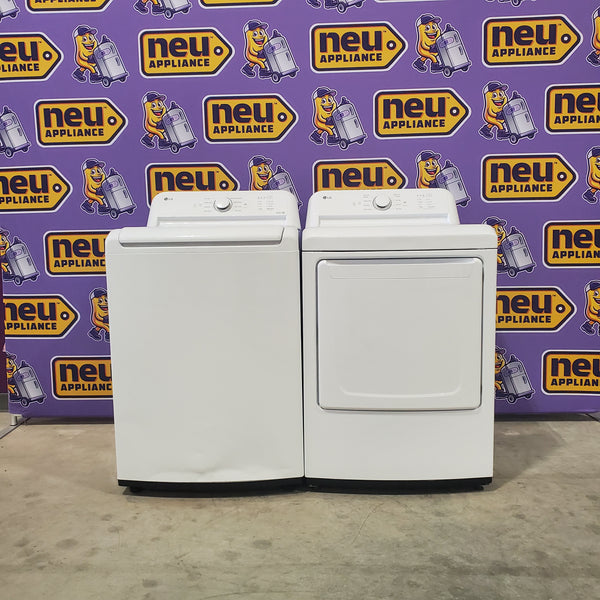 ENERGY STAR LG 4.1 cu. ft. Top Load Washing Machine with 4-Way Agitator WT6105CW and  ENERGY STAR LG 7.3 cu. ft. Electric Dryer with Smart Diagnosis DLE6100W - Scratch & Dent (Minor)