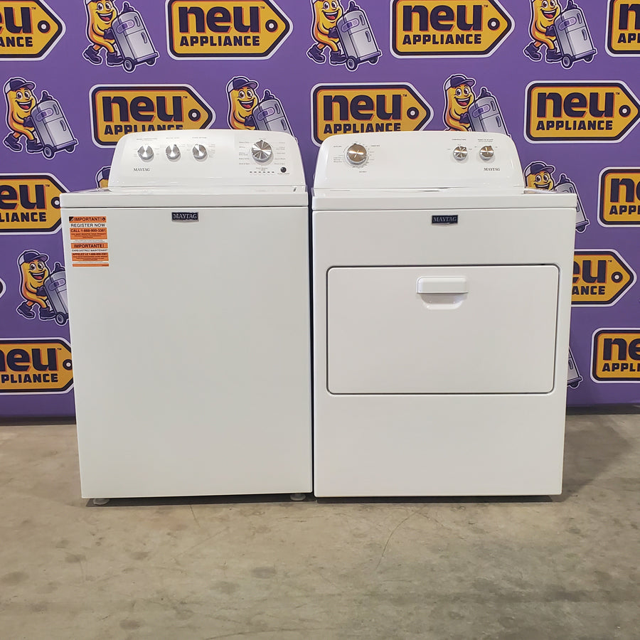 Maytag Top Load 3.8 cu. ft. Washer with Deep Fill and Quick Wash Cycle MVW4005SW and Top Load Electric Wrinkle Prevent 7.0 cu. ft. Dryer with Auto Dry MED4005SW - Scratch & Dent - (Minor)