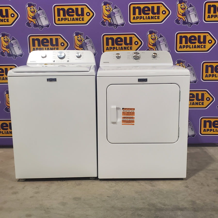 Maytag Top Load 4.5 Cu. Ft. Washer with Deep Fill MVW4505MW - Scratch and Dent (Minor) and Maytag Front Load Electric Wrinkle Prevent 7.0 Cu. Ft. Dryer MED4500MW - Open Box