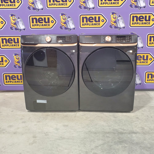 Pictures of Samsung Brushed Black 5.0 cu. ft. Extra Large Capacity Smart Front Load Washer with Super Speed Wash and Steam and 7.5 cu. ft. Smart Gas Dryer with Steam Sanitize+ and Sensor Dry - - Neu Appliance Outlet - Discount Appliance Outlet in Austin, Tx