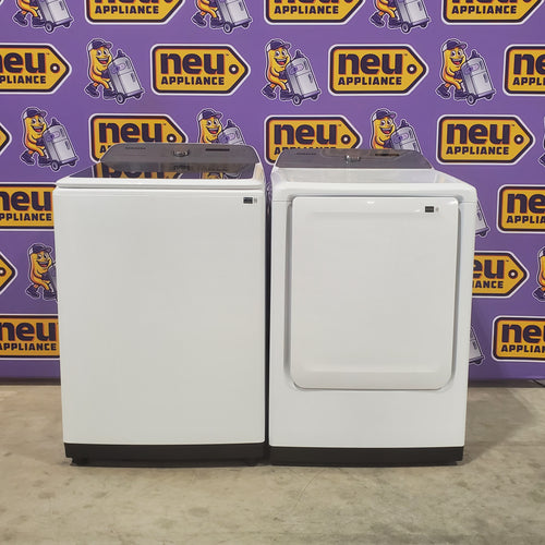 Pictures of 5.2 cu. ft. Samsung Large Capacity Smart Top Load Washer with Super Speed Wash in White and 7.4-cu ft Electric Dryer with Sensor Dry(White) - Neu Appliance Outlet - Discount Appliance Outlet in Austin, Tx