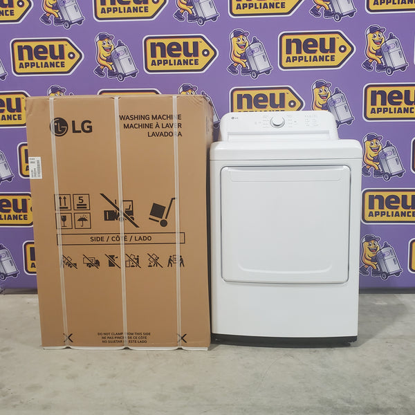 LG Top Load Ultra Large Capacity 4.1 Cu. Ft. Washer with 4 Way Agitator WT6105CW - New and LG Ultra Large Capacity Rear Control 7.3 Cu. Ft. Electric Energy Star Dryer with Sensor Dry DLE6100W - Scratch and Dent (Minor)