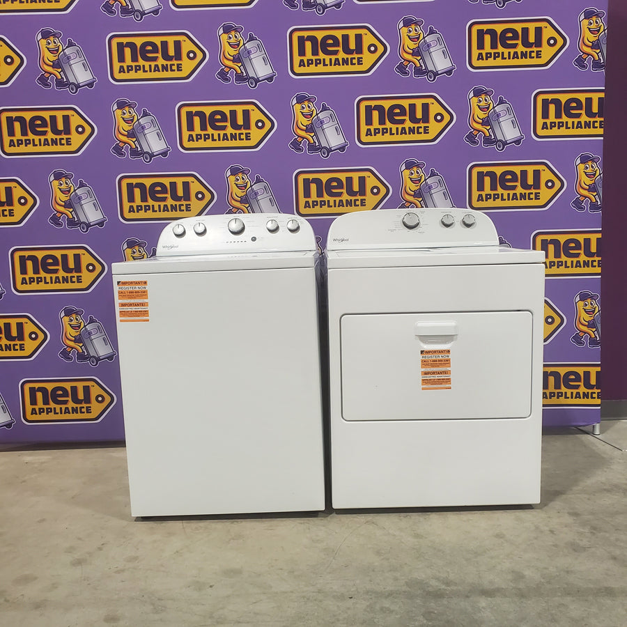HE Whirlpool 3.5 cu. ft. Top Load Washing Machine with Deep Water Wash WTW4816FW and Whirlpool 7.0 cu. ft. Top Load Electric Dryer with AutoDry™ Drying System with Wrinkle Shield™ Option WED4950HW