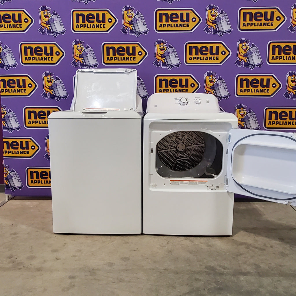 Pictures of Neu Select GE High Capacity Agitator Washer & Electric Dryer Set: 4.2 cu. ft. High Capacity Agitator Washer With Extra Water Cycle / Option & 7.2 cu. ft. Electric 220v Dryer With Auto Sensor Dry - Certified Refurbished - Neu Appliance Outlet - Discount Appliance Outlet in Austin, Tx