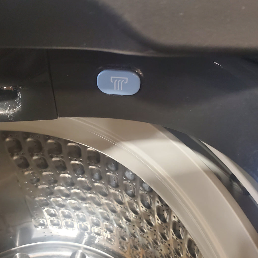 Pictures of Samsung Black Stainless Steel 5.0 Cu. Ft. Washer with SuperSpeed and Active WaterJet WA50R5400AV - Certified Refurbished and Samsung Brushed Navy Electric 7.4 Cu. Ft. Dryer with PetCare Dry and Steam Sanitize+ DVE54CG7150D - Scratch and Dent (Minor) - Neu Appliance Outlet - Discount Appliance Outlet in Austin, Tx