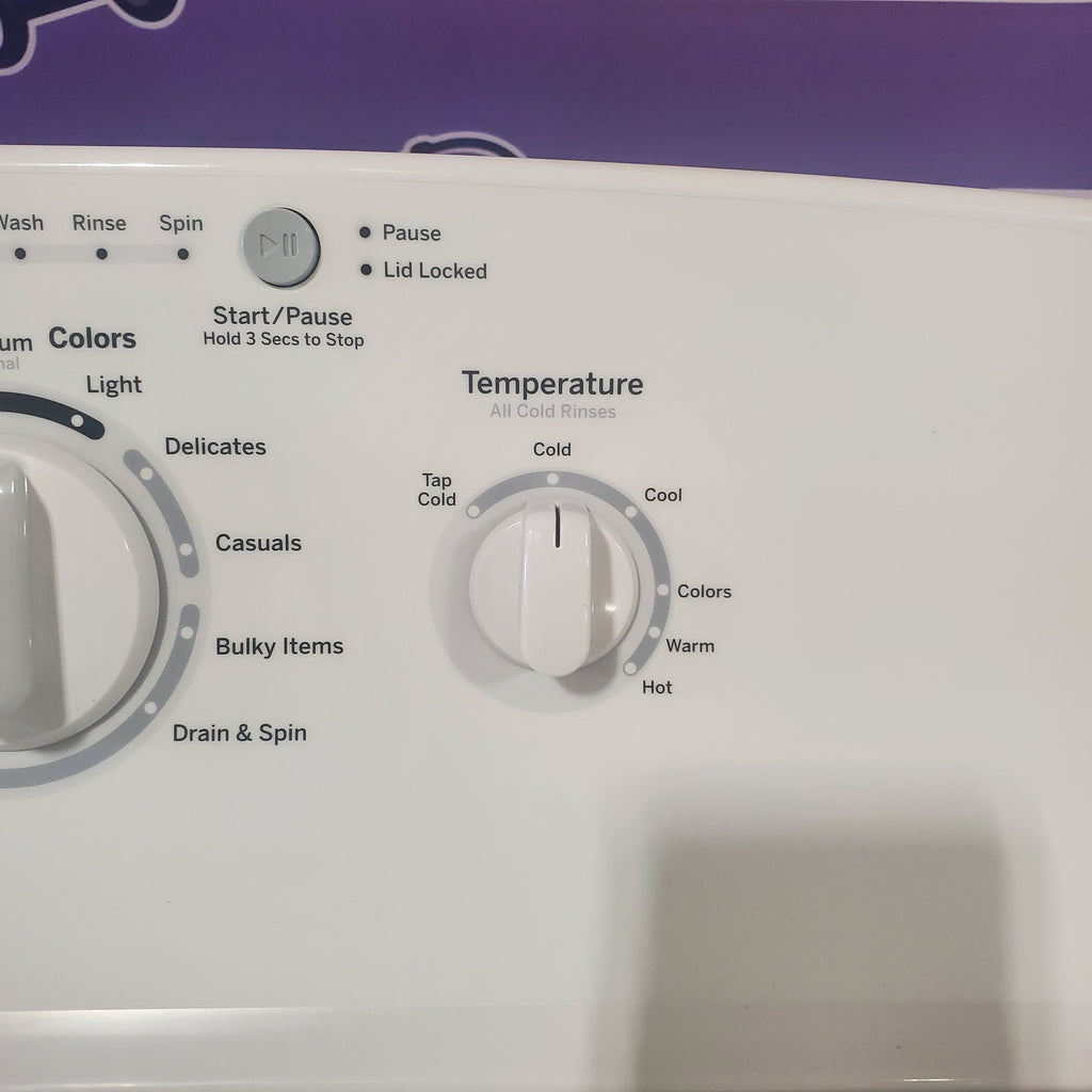 Pictures of GE White Top Load 3.8 Cu. Ft. Washer with Stainless Steel Wash Basket and PresiceFill GTW220ACKWW and GE White Electric Aluminized Alloy Drum 7.2 Cu. Ft. Dryer with Auto Dry and Wrinkle Care Extended Tumble GTD42EASJWW - Certified Refurbished - Neu Appliance Outlet - Discount Appliance Outlet in Austin, Tx