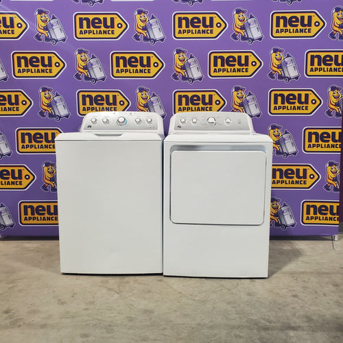 GE White Top Load 4.2 Cu. Ft. Washer with Stain PreTreat GTW485ASJWS and GE White Electric Front Load Dryer with Sensor Dry GTD45EASJ2WS - Certified Refurbished