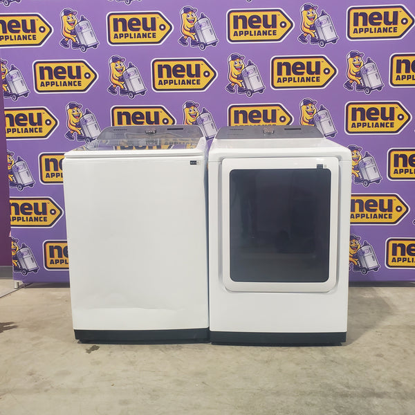 Samsung White Top Load 5.0 Cu. Ft. Washer with Active Water Jet WA50R5200AW - Certified Refurbished and Samsung White Electric 7.4 Cu. Ft. Dryer with Sensor Dry DVE50R5200W - Open Box