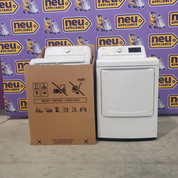LG White Top Load 4.1 Cu. Ft. Washer with TurboDrum Technology WT6105CW - New in Box and LG Electric White 7.3 Cu. Ft. Dryer with Sensor Dry DLE7100W - Certified Refurbished