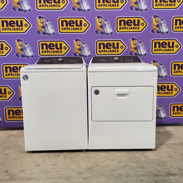 Whirlpool White Top Load 4.6 Cu. Ft. Washer with Built-In Faucet WTW5010LW - Certified Refurbished and Whirlpool White Electric 7.0 Cu. Ft. Dryer with Moisture Sensing WED5010LW - Scratch and Dent (Minor)