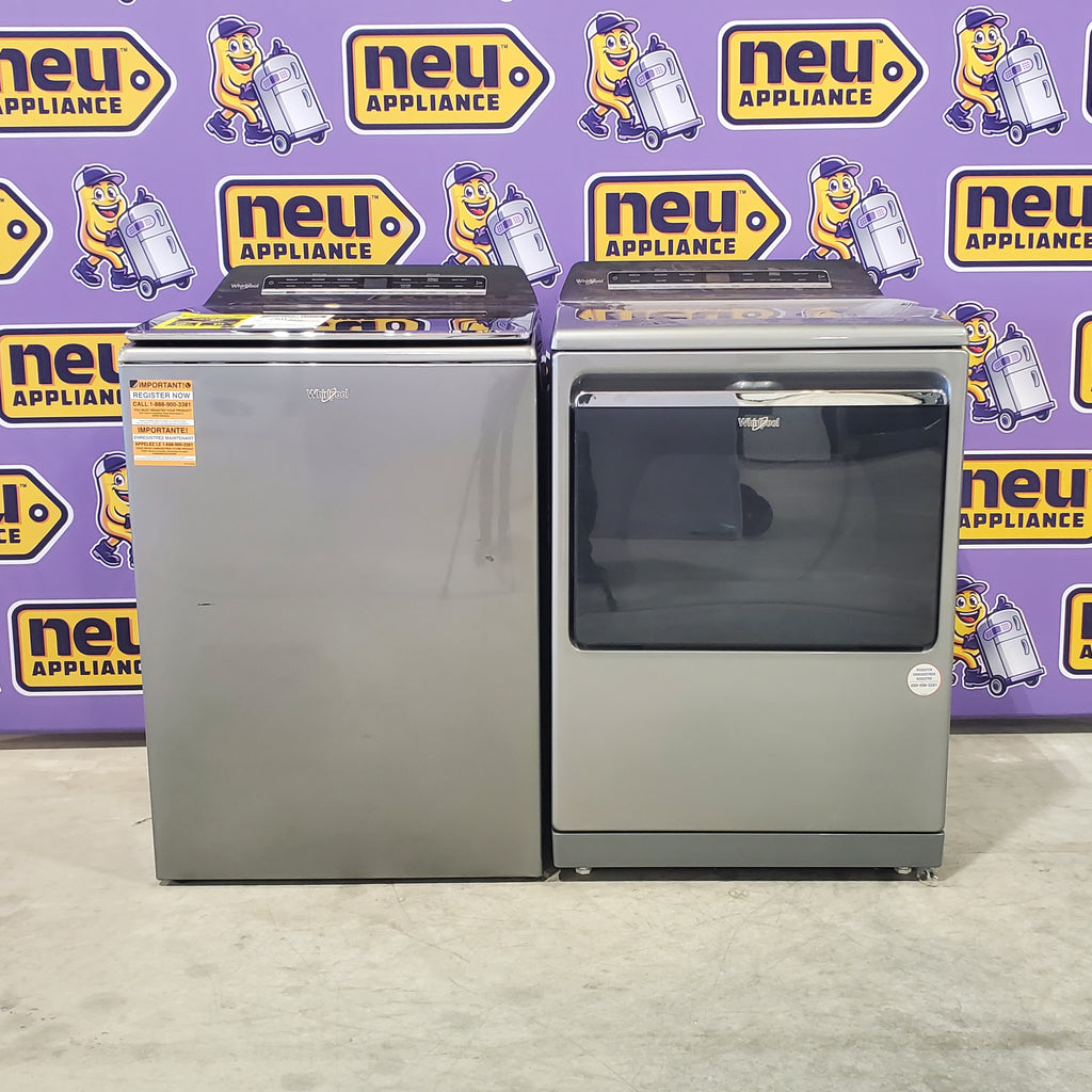 Pictures of Whirlpool Chrome Shadow Top Load 5.2 Cu. Ft. Washer with Removable Agitator WTW8127LC and Whirlpool Chrome Shadow Electric 7.4 Cu. Ft. Dryer with Moisture Sensor WED8127LC - Scratch and Dent Minor - Neu Appliance Outlet - Discount Appliance Outlet in Austin, Tx