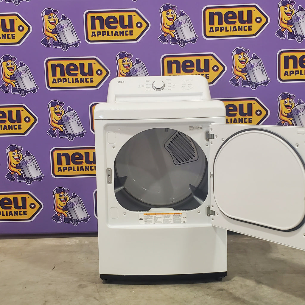 Pictures of LG White Electric Rear Control Ultra Large Capacity 7.3 Cu. Ft. Dryer with Sensor Dry DLE6100W - Open Box - Neu Appliance Outlet - Discount Appliance Outlet in Austin, Tx