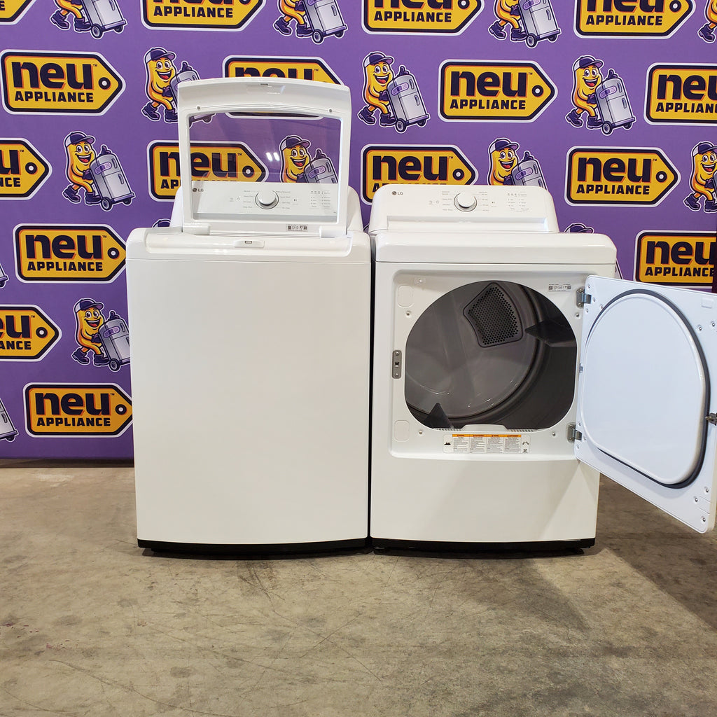 Pictures of LG 4.3 cu. ft. Capacity Top Load Washer with TurboDrum™ Technology and Impeller WT6100CW - Open Box and 7.3 cu. ft. Rear Control Vented Electric Energy Star Dryer with Sensor Dry DLE6100W - Open Box - Neu Appliance Outlet - Discount Appliance Outlet in Austin, Tx