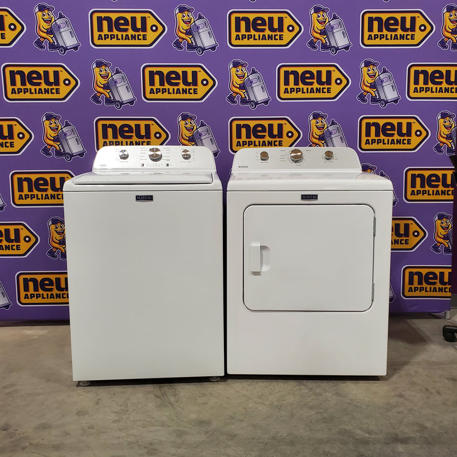 Maytag 4.5 cu. ft. Capacity Top Load Washer with Power™ Agitator and Deep Fill MVW4505MW - Open Box and Maytag 7.0 cu. ft. Capacity Top Load Electric Wrinkle Prevent Dryer MED4500MW - Scratch & Dent (Minor)