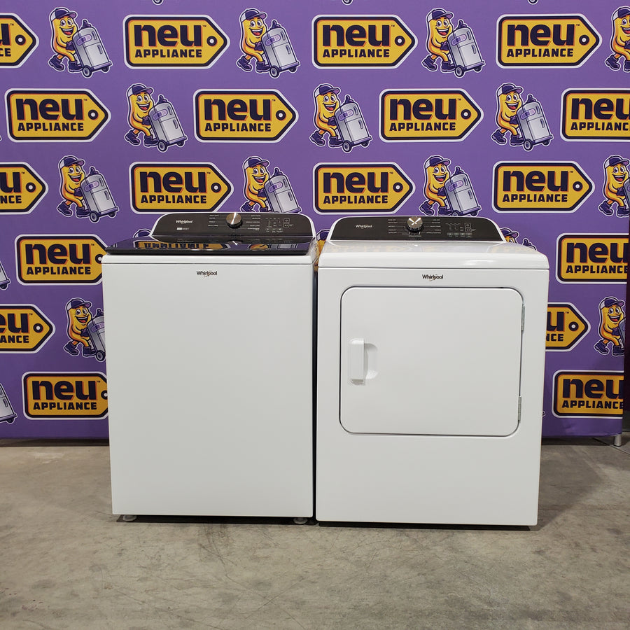 5.2–5.3 Cu. Ft. Whirlpool® Top Load Washer in White with Removable Agitator WTW6157PW - Open Box and 7.0 Cu. Ft. Whirlpool® Top Load Electric Dryer in White with Moisture Sensor WED6150PW - Open Box