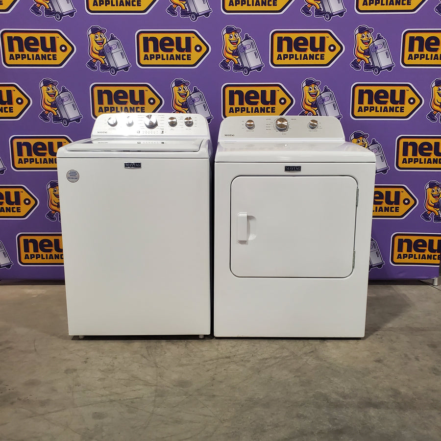 MayTag 4.8 cu. ft. Top Load Washer with Extra Power, Built-In Water Faucet MVW5430MW - Scratch & Dent (Minor) and MayTag 7.0 cu. ft. Top Load Electric Wrinkle Prevent Dryer MED4500MW - Certified Refurbished