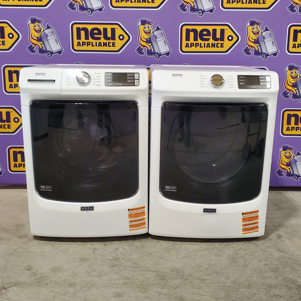 Pictures of Maytag 4.5 cu. ft. Front Load Washer with Extra Power and 12-Hr Fresh Spin™ Option MHW5630HW - Scratch & Dent (Moderate) and Maytag 7.3 cu. ft. Front Load Gas Dryer with Extra Power and Quick Dry Cycle MGD5630HW - Scratch & Dent (Minor) - Neu Appliance Outlet - Discount Appliance Outlet in Austin, Tx