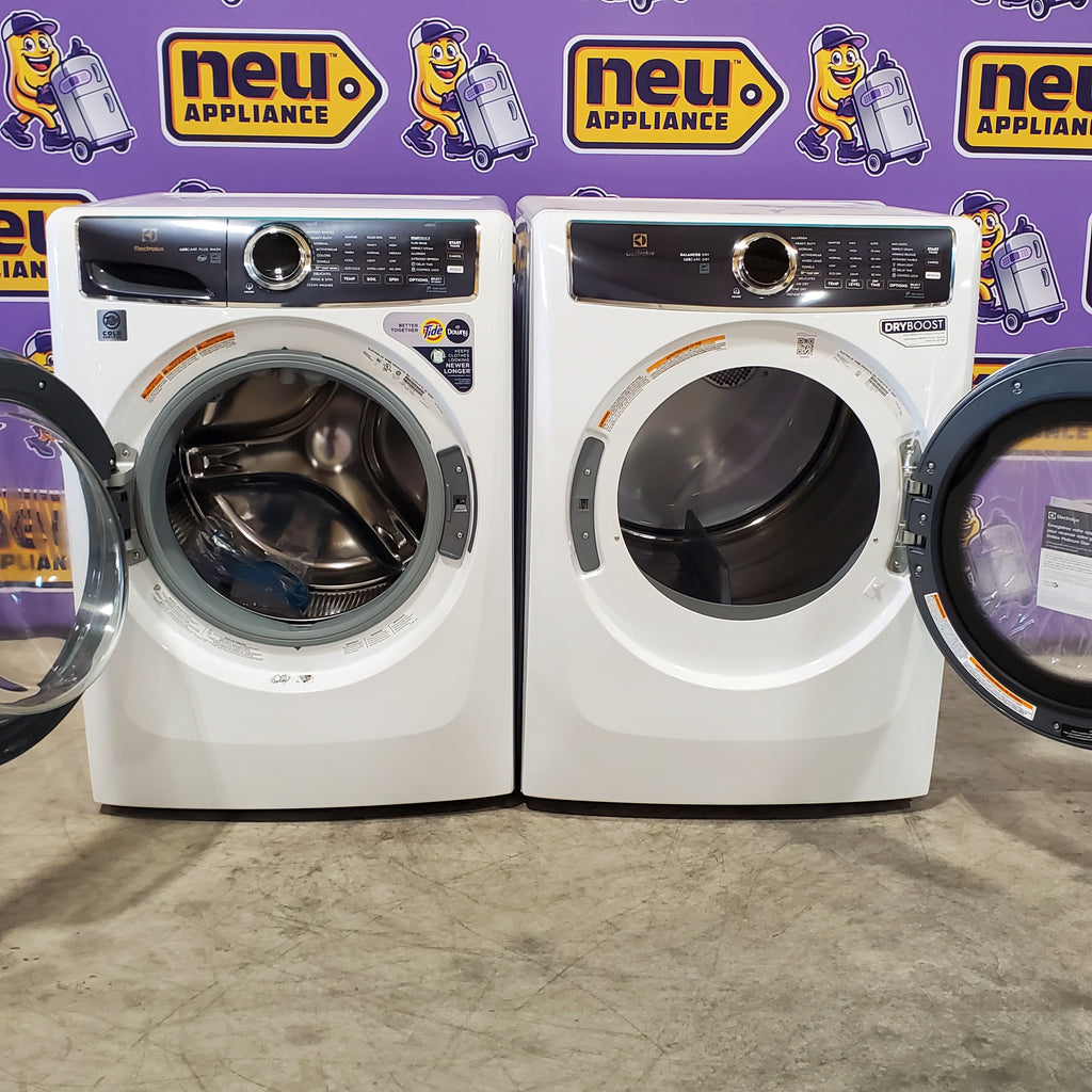Pictures of Electrolux 4.5 cu. ft. Stackable Front Load Washer in White with LuxCare Plus Wash System, Pure Rinse and 15-minute Fast Wash ELFW7537AW - Open Box and 8-cu ft Stackable Steam Cycle Electric Dryer in White ELFE7637AW - Open Box - Neu Appliance Outlet - Discount Appliance Outlet in Austin, Tx