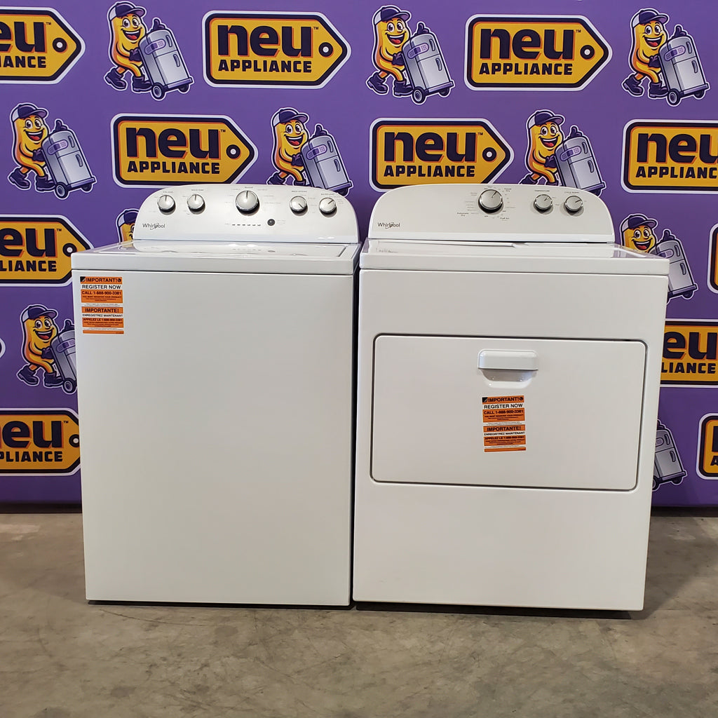 Pictures of Whirlpool 3.5 cu. ft. High Efficiency Top Load Washing Machine with Deep Water Wash WTW4816FW - Open Box and Whirlpool White Electric 7.0 Cu. Ft. Dryer with Auto Dry WED4950HW - Scratch & Dent (Minor) - Neu Appliance Outlet - Discount Appliance Outlet in Austin, Tx