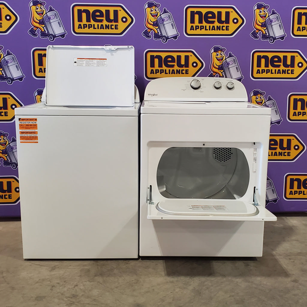 Pictures of Whirlpool 3.5 cu. ft. High Efficiency Top Load Washing Machine with Deep Water Wash WTW4816FW - Open Box and Whirlpool White Electric 7.0 Cu. Ft. Dryer with Auto Dry WED4950HW - Scratch & Dent (Minor) - Neu Appliance Outlet - Discount Appliance Outlet in Austin, Tx