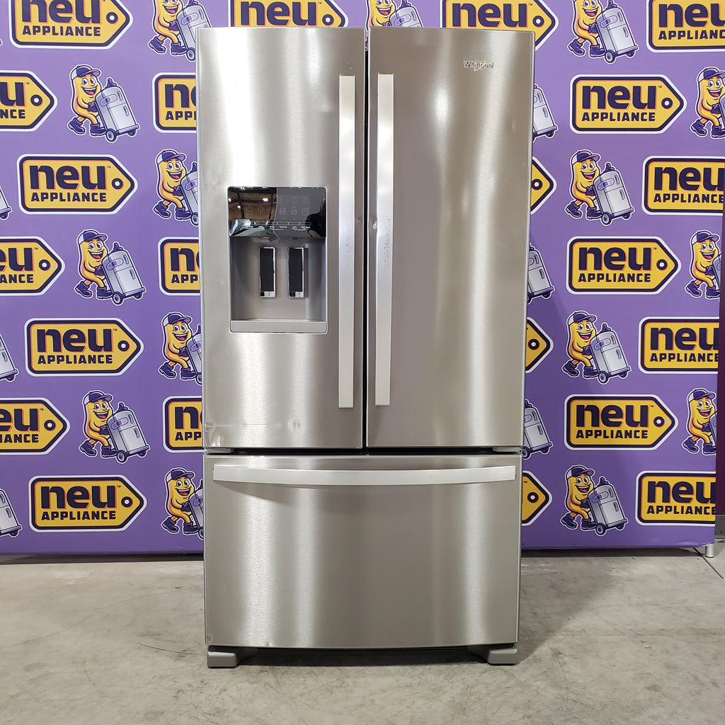 Pictures of Whirlpool 36 in. 24.7 cu. ft. Standard Depth French Door Refrigerator in Fingerprint Resistant Stainless Steel WRFF3436RZ- Scratch & Dent (Moderate) - Neu Appliance Outlet - Discount Appliance Outlet in Austin, Tx
