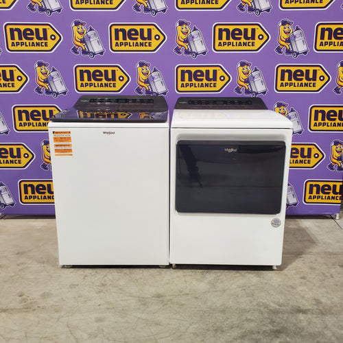 Pictures of Whirlpool High Efficiency Agitator Large Top-Load Washer in White WTW5105HW - Scratch & Dent (Minor) and Whirlpool 7.4 cu. ft. Electric Dryer with AccuDry Sensor and Wrinkle Shield WED5100HW - Scratch & Dent (Minor) - Neu Appliance Outlet - Discount Appliance Outlet in Austin, Tx