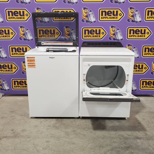 Pictures of Whirlpool High Efficiency Agitator Large Top-Load Washer in White WTW5105HW - Scratch & Dent (Minor) and Whirlpool 7.4 cu. ft. Electric Dryer with AccuDry Sensor and Wrinkle Shield WED5100HW - Scratch & Dent (Minor) - Neu Appliance Outlet - Discount Appliance Outlet in Austin, Tx