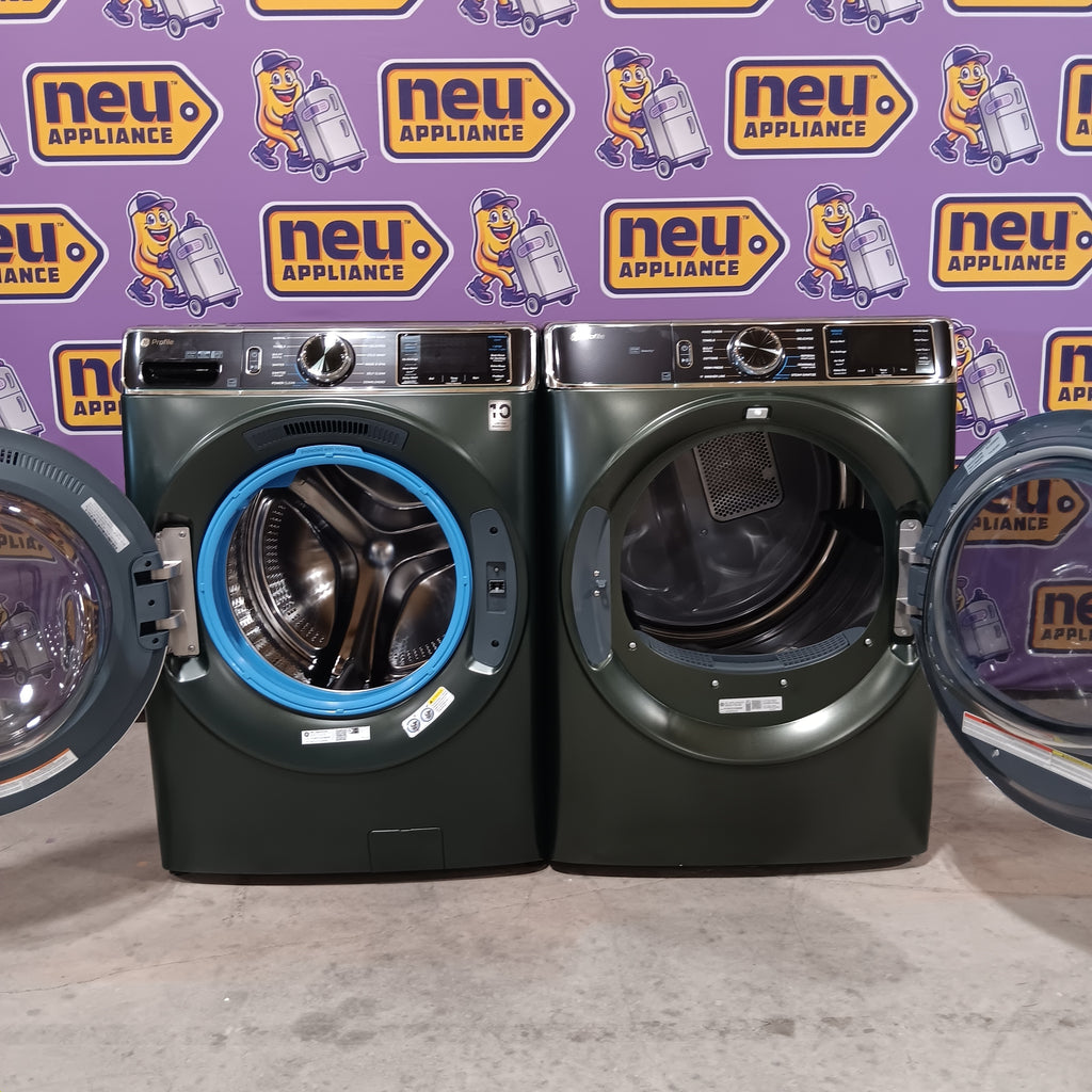 Pictures of GE Profile™ 5.5 cu. ft. Capacity Smart Front Load with Smart Wash & Smart Rinse PFW955SPWGN - New in Box and GE Profile™ ENERGY STAR® 7.8 cu. ft. Capacity Smart Front Load Electric Dryer with Steam and Sanitize Cycle GE9862E - PFD95ESPWGN - New in Box - Neu Appliance Outlet - Discount Appliance Outlet in Austin, Tx