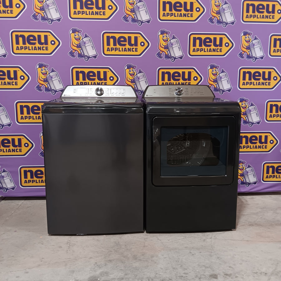 GE Profile™ ENERGY STAR® 4.9 cu. ft. Capacity Washer with Smarter Wash Technology and FlexDispense™ PTW605BPRDG - New in Box and GE Profile ENERGY STAR 7.4 cu. ft. Electric Dryer with 120 ft. Venting in Diamond Gray GE9875E - PTD60EBPRDG - New in Box