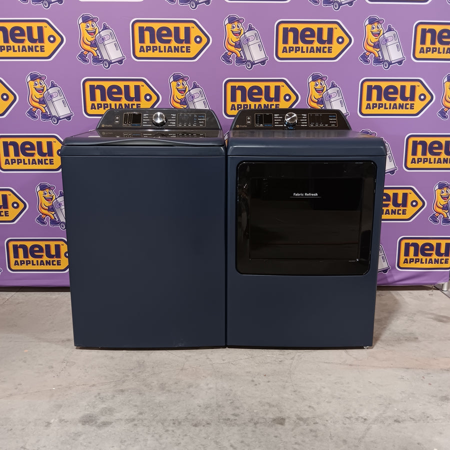 GE Profile™ ENERGY STAR® 5.3 cu. ft. Capacity Washer with Smarter Wash Technology PTW805BPWRS - New in Box and GE Profile™ ENERGY STAR® 7.3 cu. ft. Capacity Smart Electric Dryer with Steam and Washer Link GE9872E - PTD80EBPTRS - New in Box