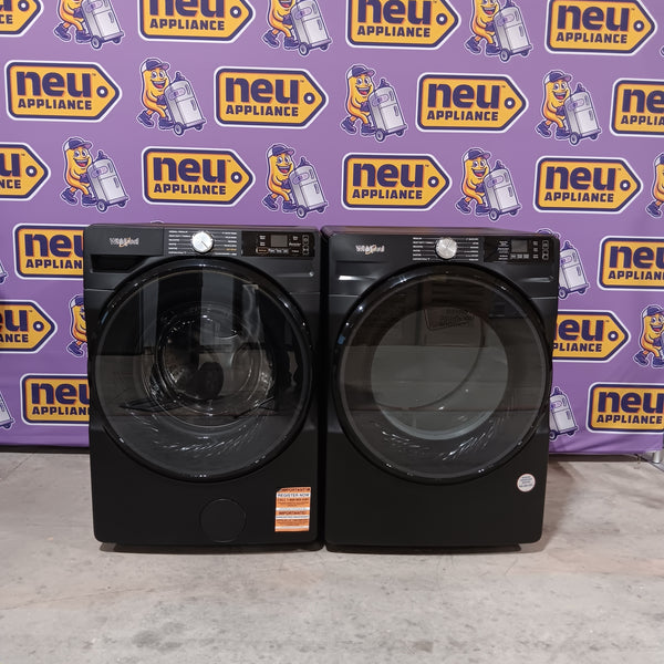 Whirlpool 4.5 cu. ft. Smart Front Load ENERGY STAR® Washer with FreshFlow™ Vent System WFW5720RU - Scratch & Dent (Minor) and  Whirlpool 7.4 cu. ft. Vented Front Load Electric Dryer in Volcano Black with Wrinkle Shield Option WED5720RU - Open Box