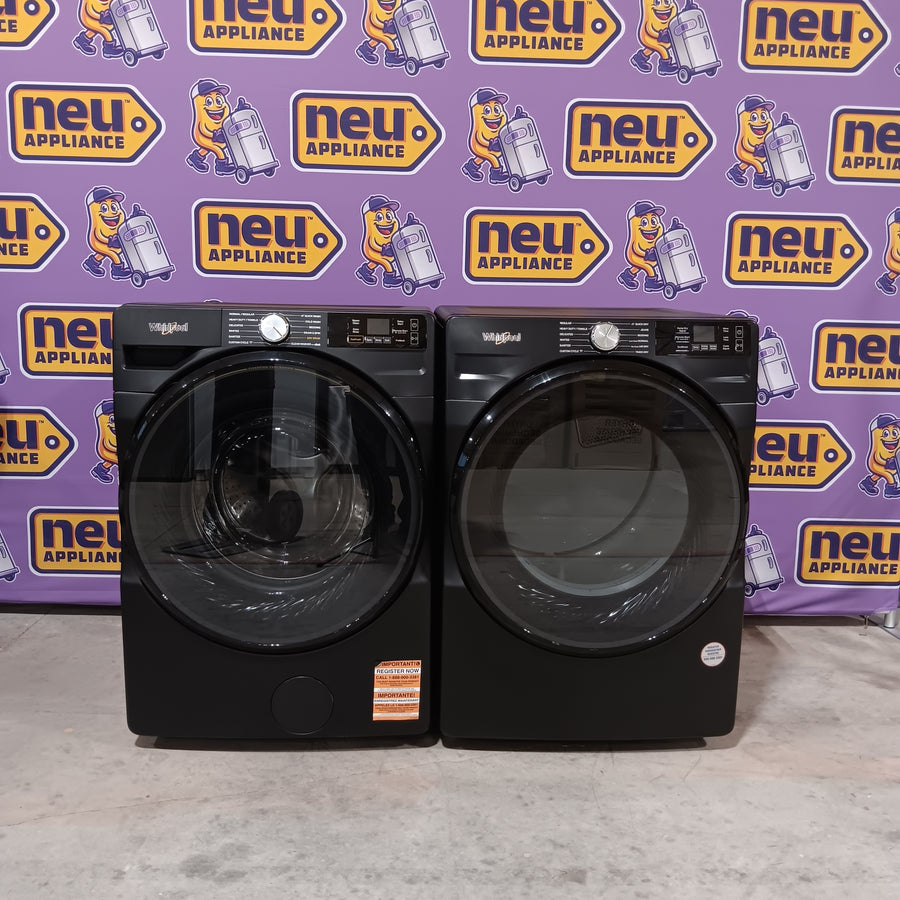 Whirlpool 4.5 cu. ft. Smart Front Load ENERGY STAR® Washer with FreshFlow™ Vent System WFW5720RU - Scratch & Dent (Minor) and  Whirlpool 7.4 cu. ft. Vented Front Load Electric Dryer in Volcano Black with Wrinkle Shield Option WED5720RU - Open Box