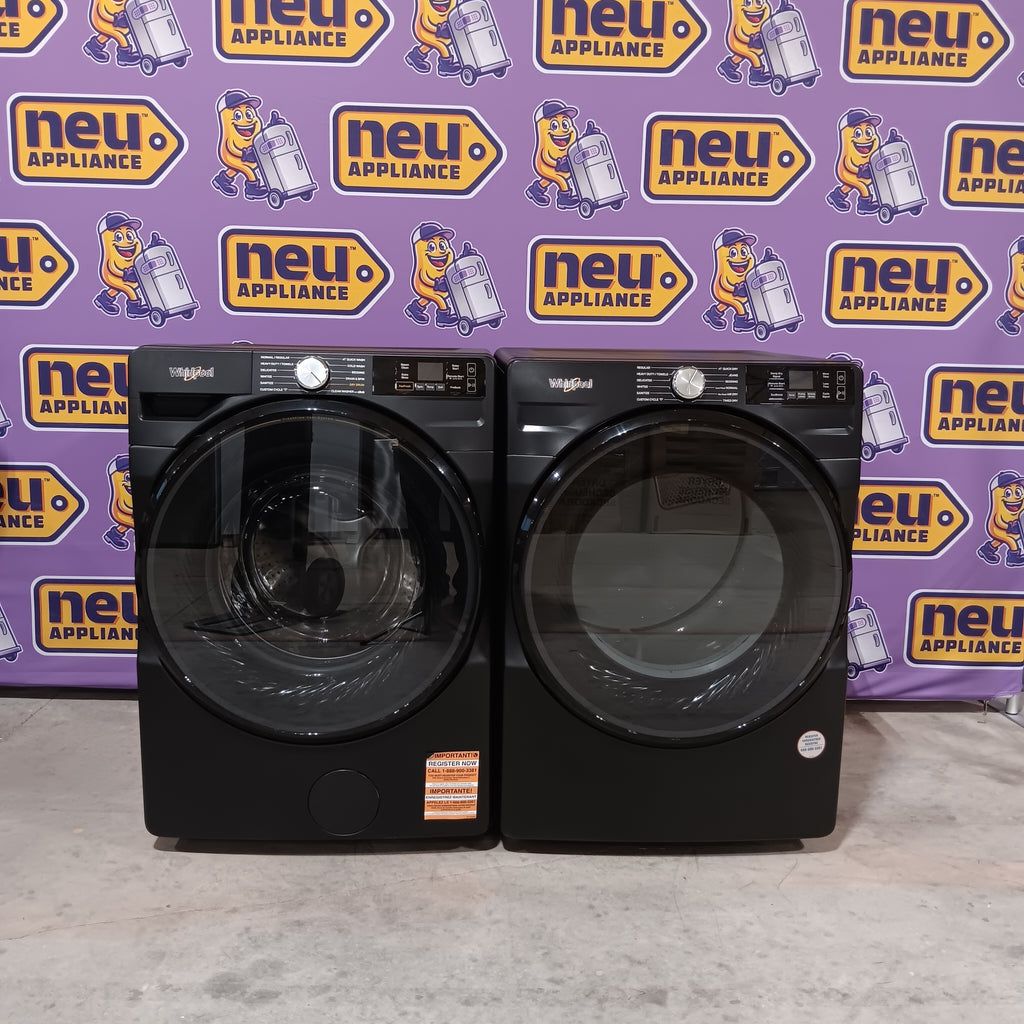 Pictures of Whirlpool 4.5 cu. ft. Smart Front Load ENERGY STAR® Washer with FreshFlow™ Vent System WFW5720RU - Scratch & Dent (Minor) and Whirlpool 7.4 cu. ft. Vented Front Load Electric Dryer in Volcano Black with Wrinkle Shield Option WED5720RU - Open Box - Neu Appliance Outlet - Discount Appliance Outlet in Austin, Tx