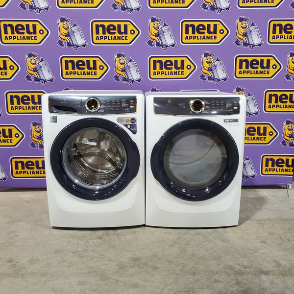 Electrolux 4.5 Cu. Ft. Front Load Perfect Steam™ Washer with LuxCare® Plus Wash and SmartBoost® ELFW7626BW - Scratch & Dent (Minor) Electrolux 8.0 Cu. Ft. 500 Series Electric Dryer 16004 - ELFE7537AW - Scratch & Dent (Minor)