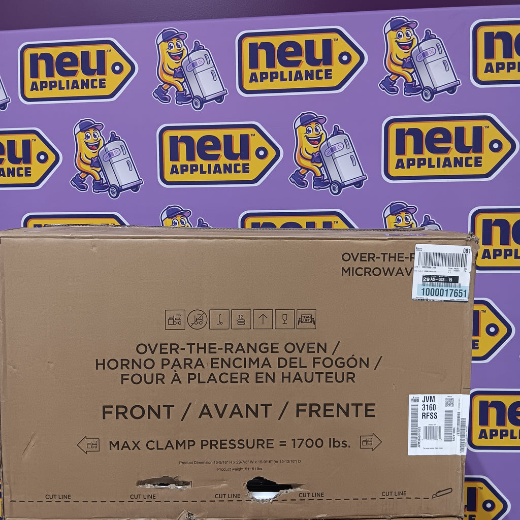 Pictures of GE® 1.6 Cu. Ft. Over-the-Range Microwave Oven in Stainless Steel 25SA182 - JVM3160RFSS - New in Box - Neu Appliance Outlet - Discount Appliance Outlet in Austin, Tx