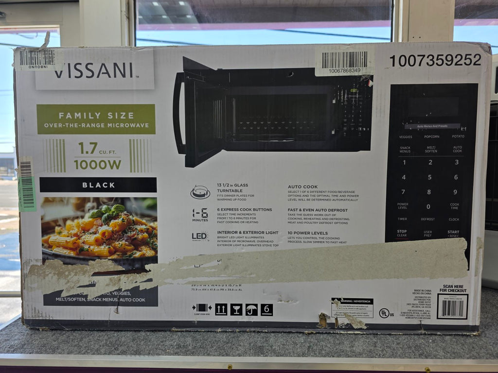 Vissani 1.7 cu. ft. 1000-Watt Over the Range Microwave in Black S185 -