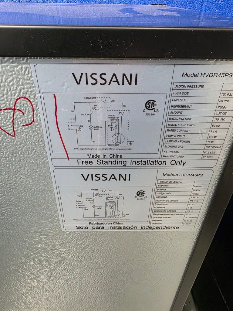 Pictures of Vissani 4.5 cu. ft. 2-Door Mini Refrigerator in Platinum Steel with Freezer S181 - HVDR45PS - Scratch & Dent (Minor) - Neu Appliance Outlet - Discount Appliance Outlet in Austin, Tx