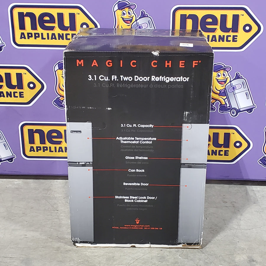 Magic Chef 3.1 cu. ft. 2-Door Mini Refrigerator with Freezer and Can Dispenser 25SA263 - HMDR31GSE - Open Box